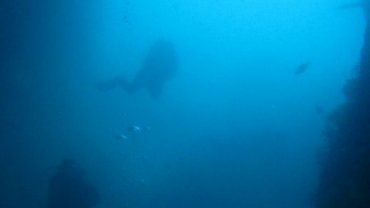 Divers in a tunnel