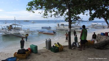 Loading the Bankas ready for diving